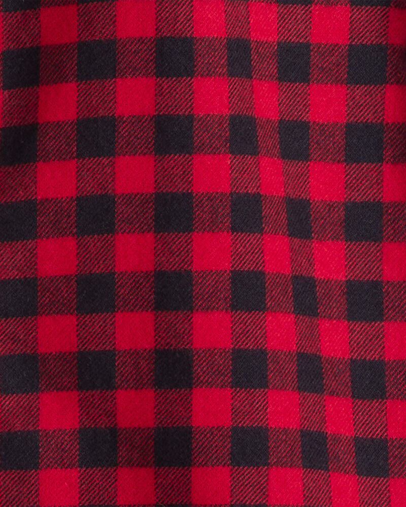 Toddler Boy Buffalo Check Cotton Long-Sleeve Button-Down Shirt - Red, image 2 of 3 slides