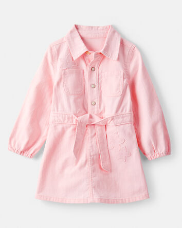 Toddler Girl Embroidered Cotton Long-Sleeve Dress - Pink, 
