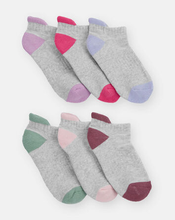 Girls 6-Pack No Show Socks - Grey, 
