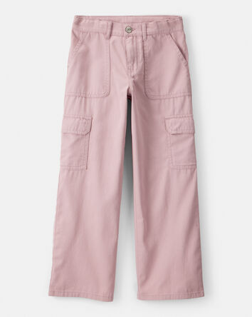 Girls Cotton Wide-Leg Pants - Pink, 