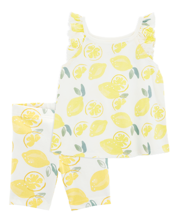 Toddler 2-Piece Lemon Tank & Bike Shorts Set - Yellow/White
, 
