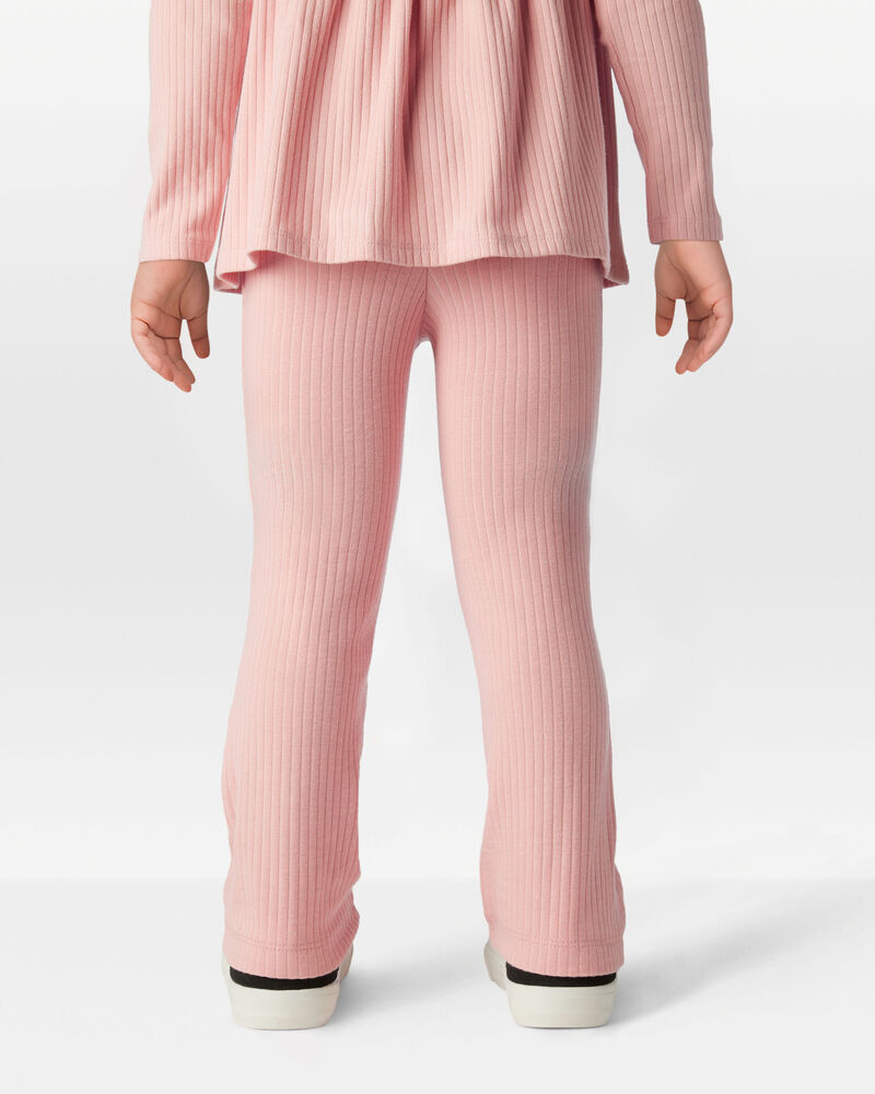 Toddler Girl 2-Piece Peplum Top & Cotton Flared Leggings Set - Pink, image 8 of 8 slides