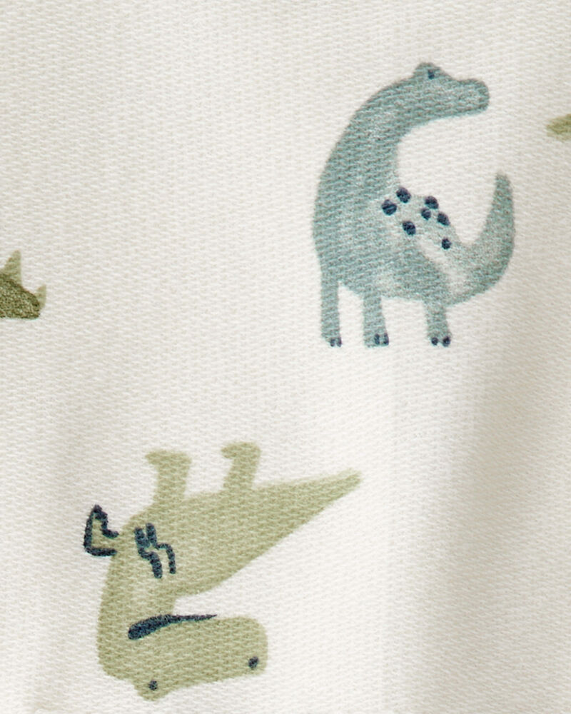 Baby Boy Dinosaur French Terry Long-Sleeve Tee & Pant Set - Ivory, image 2 of 3 slides