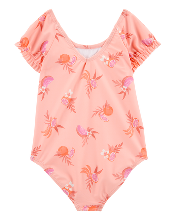 Toddler Girl 1-Piece Fruit Swimsuit - Coral, 