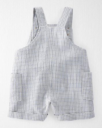 Baby Organic Cotton Checkered-Print Shortalls, 