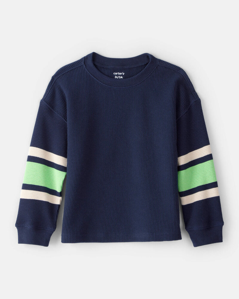 Toddler Boy Thermal Long-Sleeve T-Shirt - Green/Navy, image 1 of 3 slides