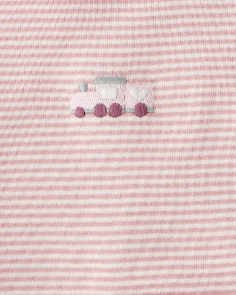 Baby Girl 3-Piece Train Print Long-Sleeve Bodysuit & Pant Set - Pink, image 4 of 7 slides