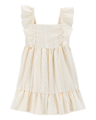 Toddler Crochet Flutter-Sleeve Dress - Ivory, image 1 of 4 slides