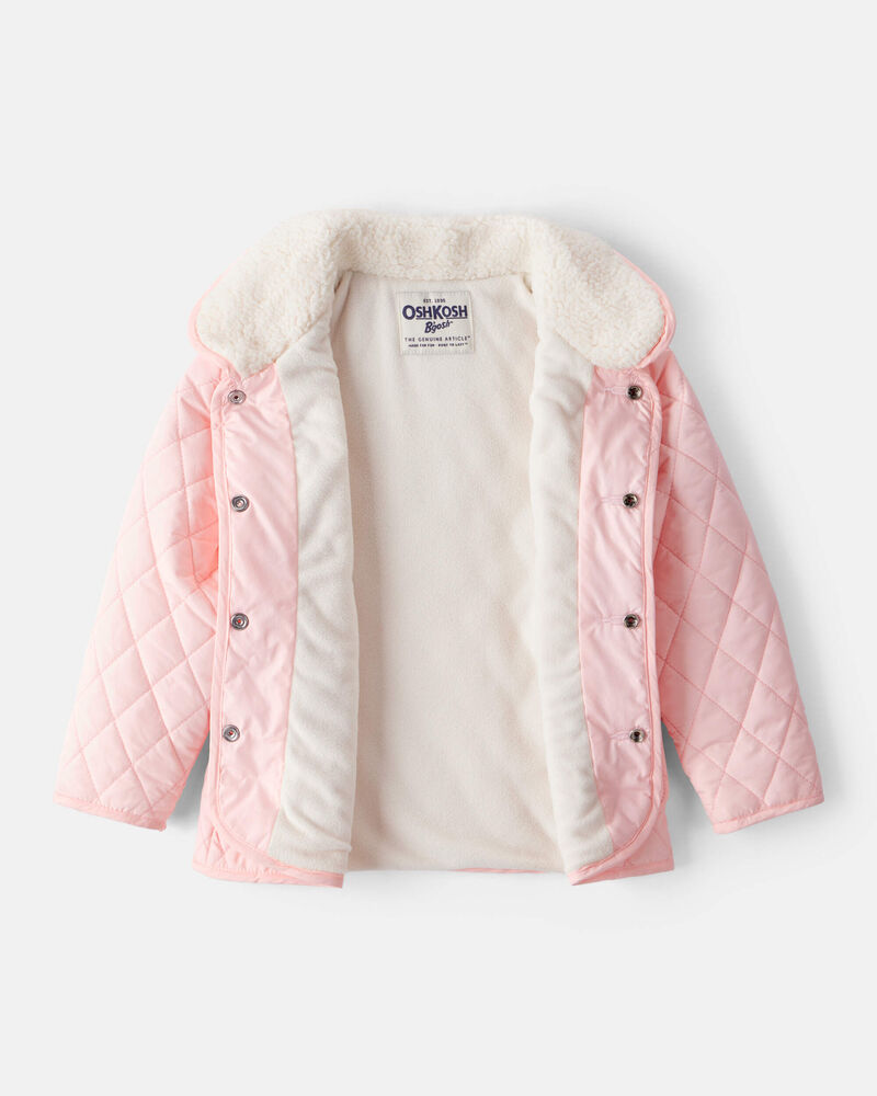 Toddler Girl Quilted Long-Sleeve Fashion Jacket - Pink, image 3 of 5 slides