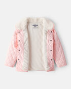 Toddler Girl Quilted Long-Sleeve Fashion Jacket - Pink, image 3 of 5 slides