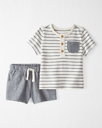 Baby 2-Piece Henley Tee and Shorts Set Made with Organic Cotton, 