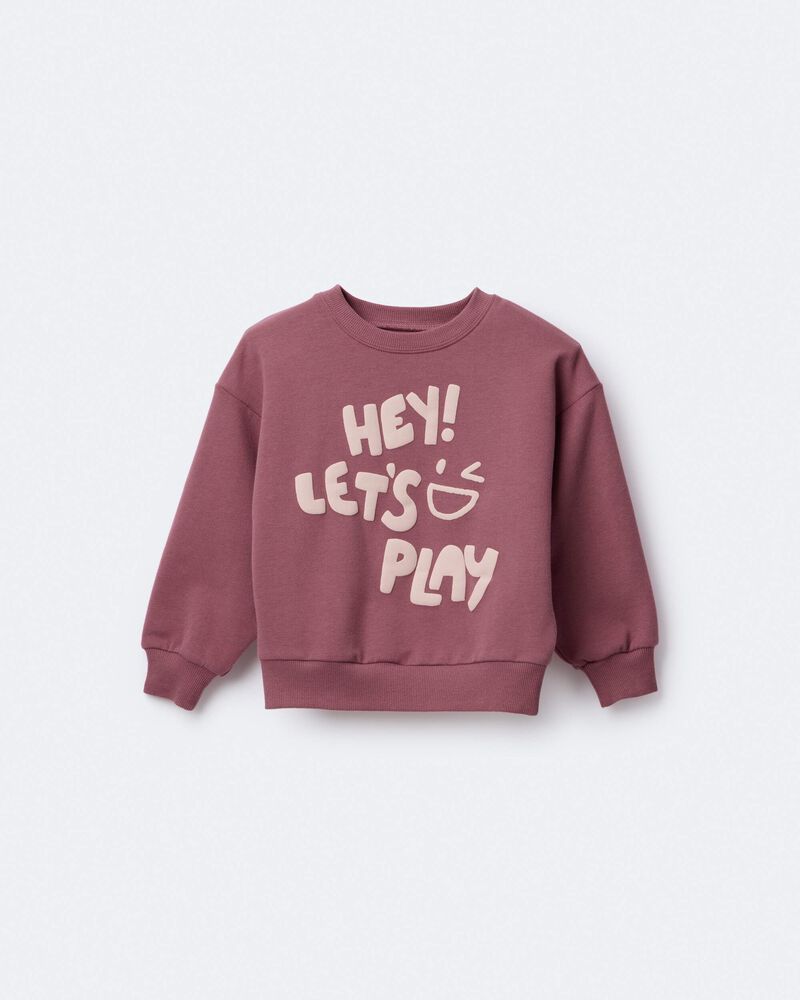 Toddler 'Hey! Let's Play' Dolman-Sleeve Sweatshirt - Burgundy, image 2 of 7 slides