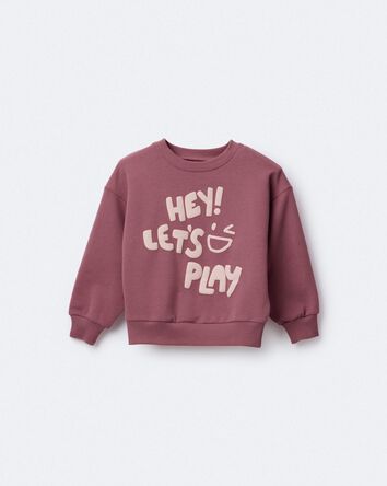 Toddler 'Hey! Let's Play' Dolman-Sleeve Sweatshirt - Burgundy, 