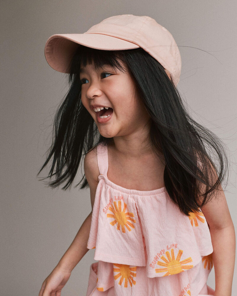 Toddler Girl Off Shoulder Flowy Top in Sunny Life Print - Light Pink, image 3 of 6 slides