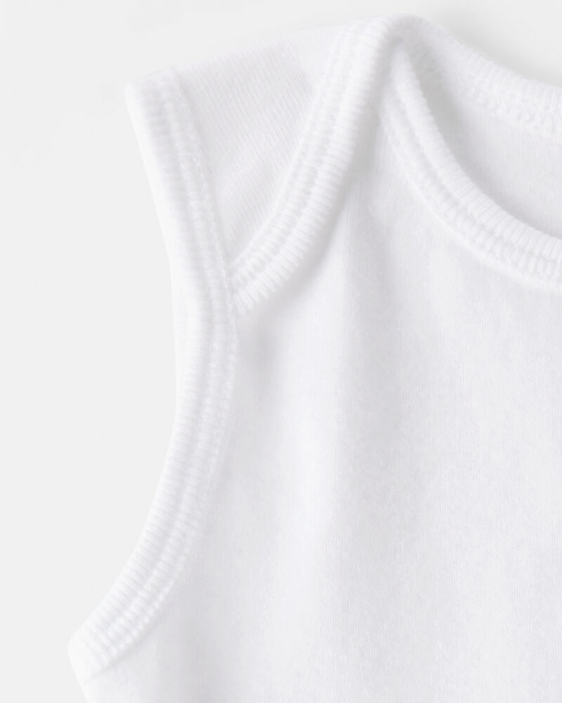 Baby 10-Pack Sleeveless Cotton Bodysuits - White, image 3 of 4 slides