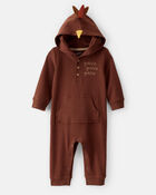 Baby Turkey Long-Sleeve Hooded Jumpsuit - Brown, image 1 of 5 slides