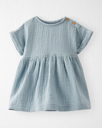 Toddler Organic Cotton Gauze Dress in Blue
, 