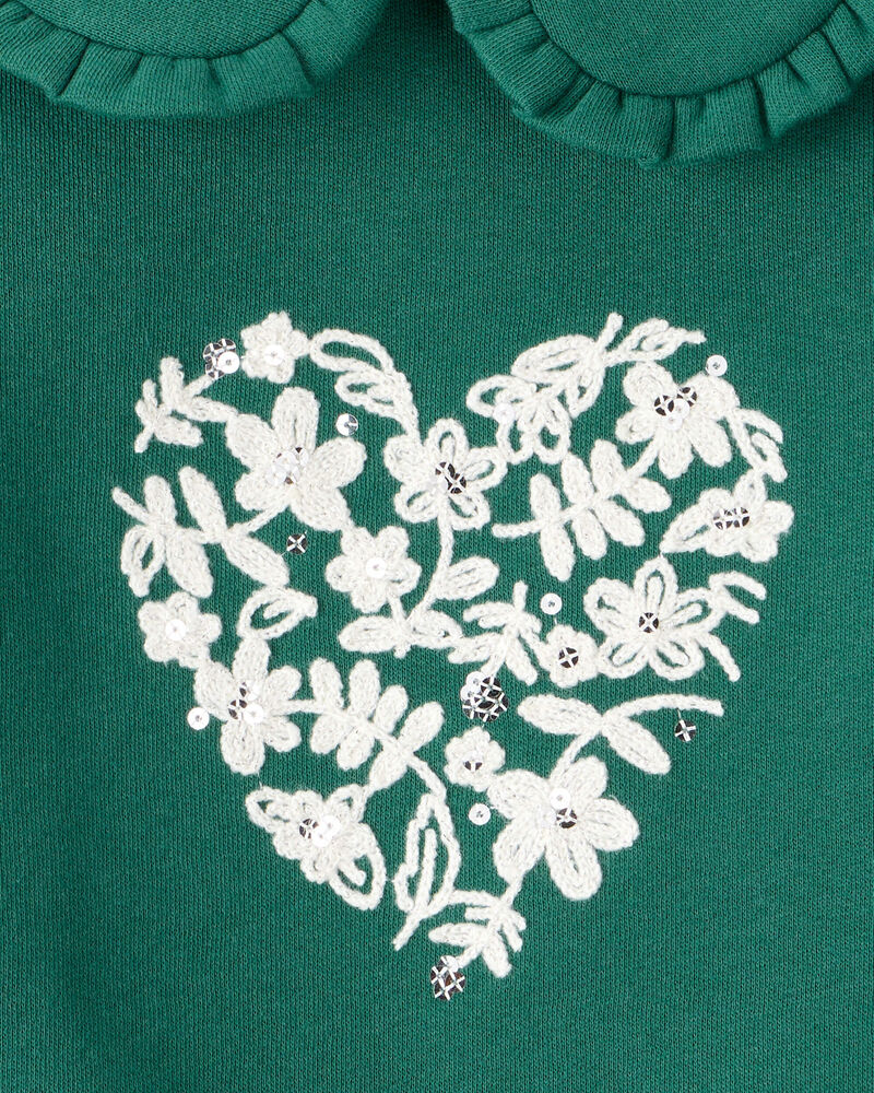Toddler Girl Heart Long-Sleeve Pullover Sweatshirt - Green, image 3 of 4 slides