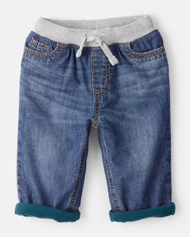Baby Boy Lined Medium Wash Straight Jeans, image 1 of 4 slides