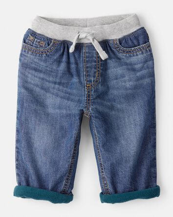 Baby Boy Lined Medium Wash Straight Jeans, 