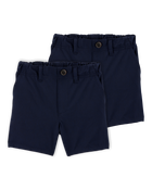 Toddler 2-Pack Active Pull-On Uniform Shorts - Navy, image 1 of 8 slides