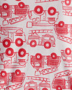 Baby Boy Firetruck Print 100% Cotton Long-Sleeve 4-Piece Pajamas - Red/White, image 3 of 4 slides