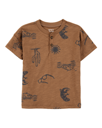 Toddler Desert Print Henley - Brown, 