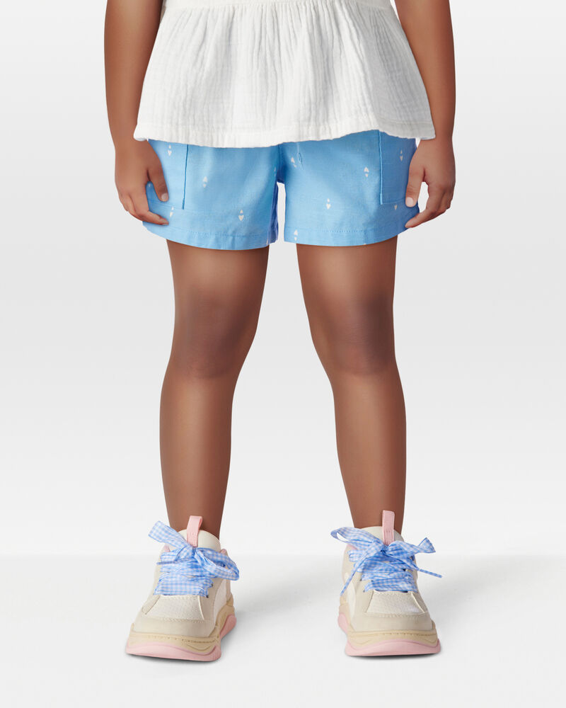 Toddler Heart Drop Print Drawstring Shorts - Blue, image 2 of 7 slides