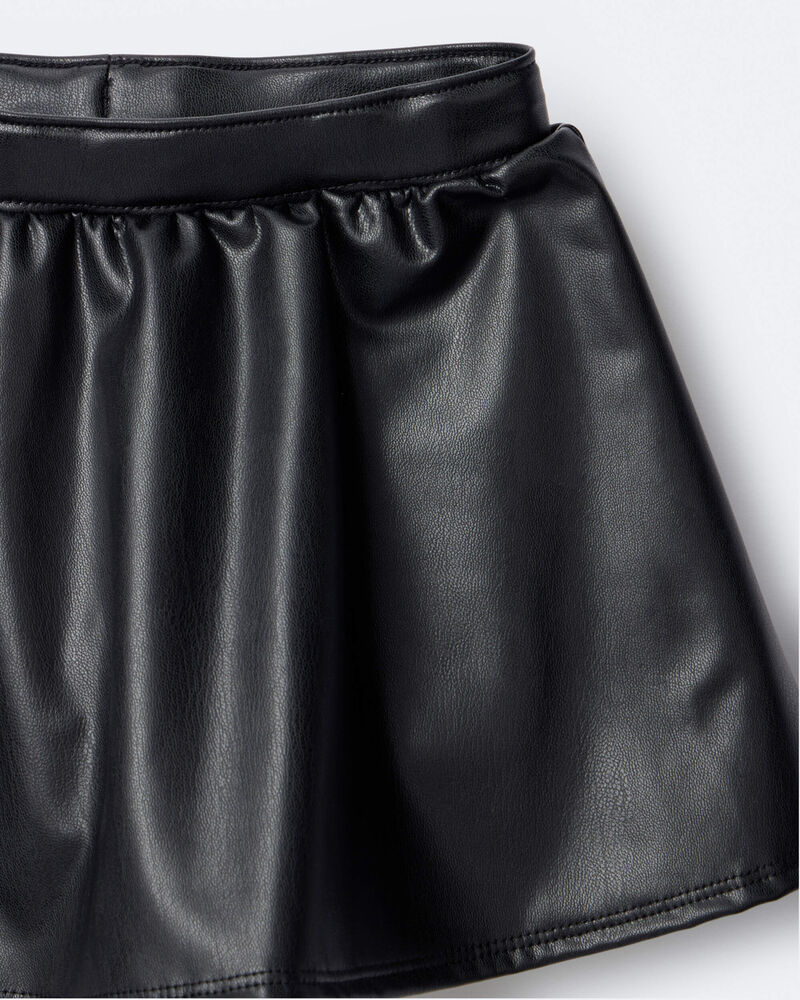 Toddler Girl Reagan Skort in Faux Leather - Black, image 7 of 8 slides