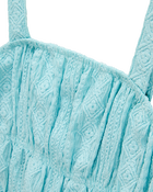 Kid 2-Piece Ruched Textured Tank & Pull-On Smocked Shorts Set - Blue, image 3 of 7 slides