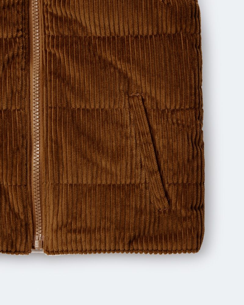 Toddler Zip-Up Corduroy Puffer Vest - Cinnamon, image 7 of 7 slides