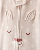 Baby Girl Deer Print DreamPlush Snug Fit Long-Sleeve 2-Way Zip Pajamas - Tan, image 2 of 4 slides