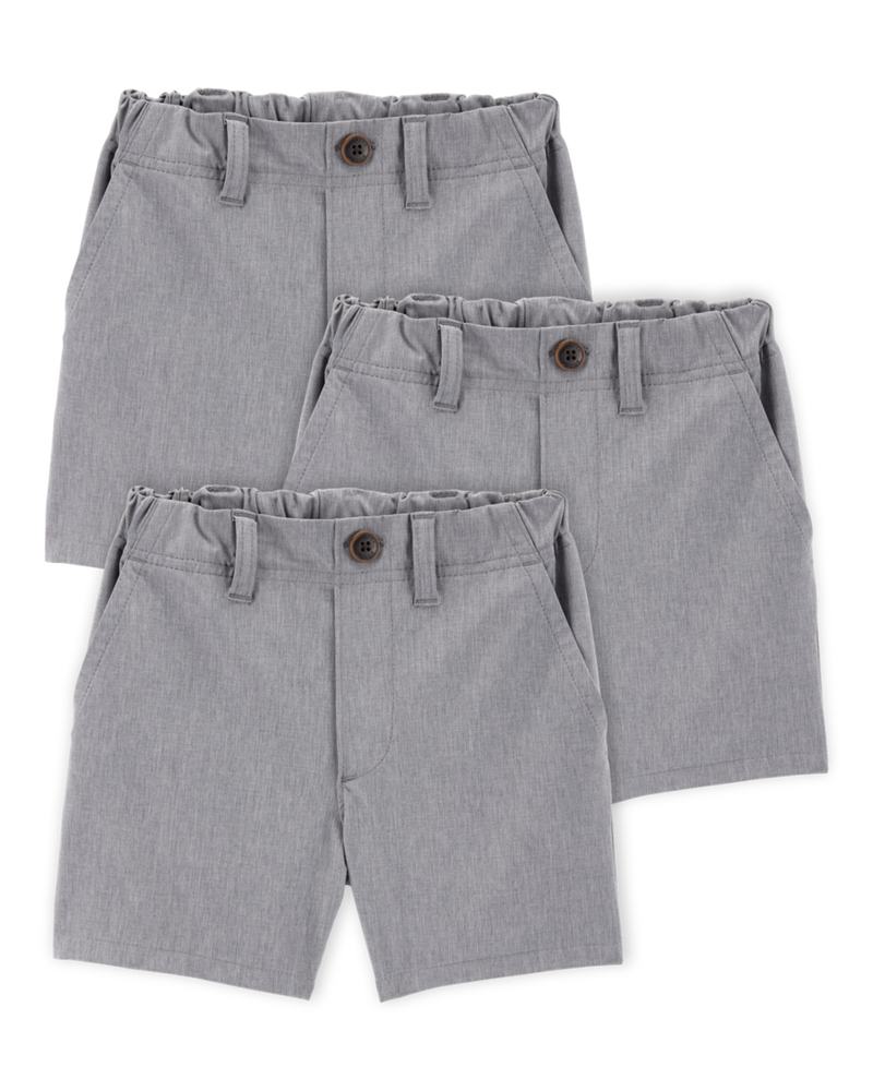 Toddler 3-Pack Active Pull-On Uniform Shorts - Grey, image 1 of 6 slides