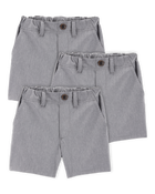 Toddler 3-Pack Active Pull-On Uniform Shorts - Grey, image 1 of 6 slides