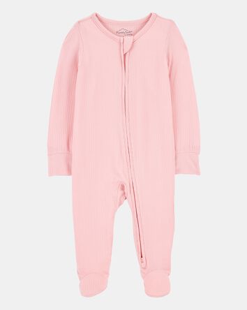Baby Girl Solid 2-Way Zip PurelySoft Sleep & Play Pajamas - Pink, 