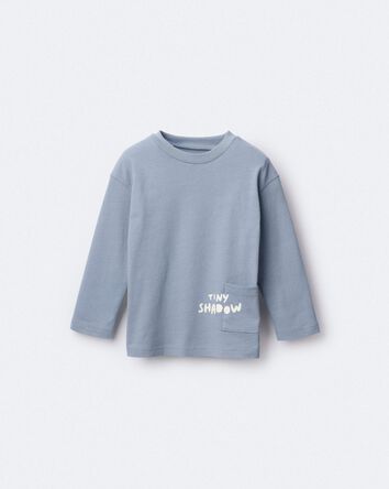 Toddler 'Tiny Shadow' Long-Sleeve Pocket Graphic Tee - Blue, 