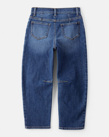 Girls Denim Barrel Jeans - Blue, 