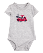 Baby Boy Always With Mommy And Daddy Dog Short-Sleeve Bodysuit - Grey, image 1 of 3 slides