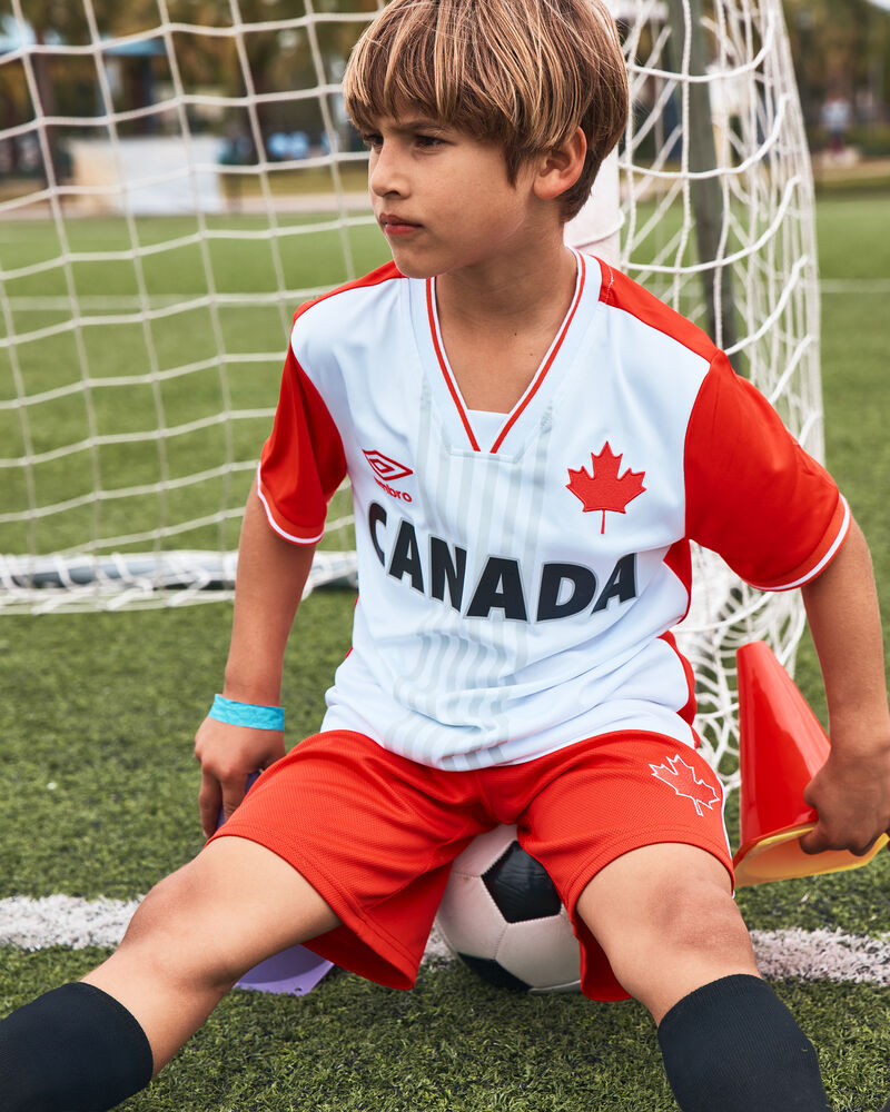 Kids 2-Piece Umbro Canada Soccer Jersey & Short Set - Red/White/Black, image 14 of 14 slides