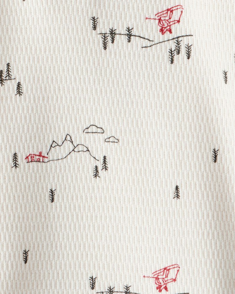 Baby Boy Skiing Henley T-Shirt - Cream, image 2 of 3 slides