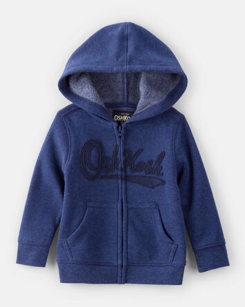 Baby Boy Fleece Hooded Zip-Up Jacket - Blue, 