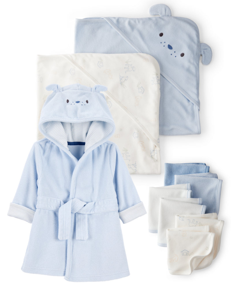 Baby 9-Piece Dog Bath Time Gift Set - Blue, image 1 of 7 slides