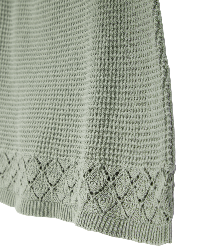 Kid 2-Piece Pointelle Sweater Crochet Knit Tank & Skirt Set - Green
, image 6 of 7 slides