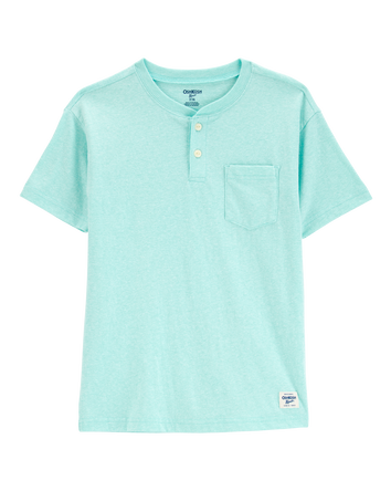 Kid Pocket Henley Tee - Turquoise, 
