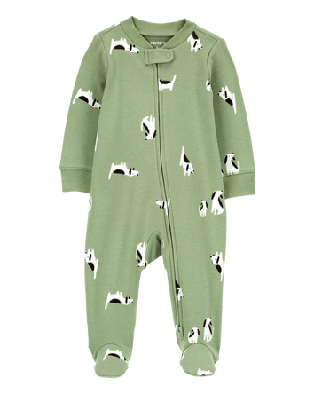 Baby Dog 2-Way Zip Cotton Sleep & Play Pajamas, 