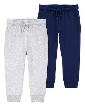 Baby 2-Pack Pull-On Drawstring Joggers - Grey/Navy, 