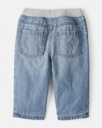 Baby Boy Lined Light Wash Straight Jeans, 