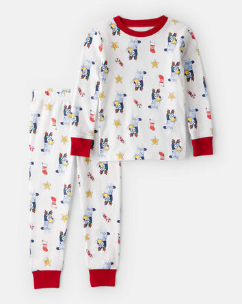 Toddler Bluey&trade; 100% Cotton Long-Sleeve Snug Fit 2-Piece Pajamas - White, 