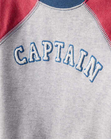 Baby Boy French Terry Long-Sleeve Pullover Sweatshirt - Grey/Red, 