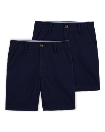 Boys 2-Pack Stretch Chino Uniform Shorts - Navy, 